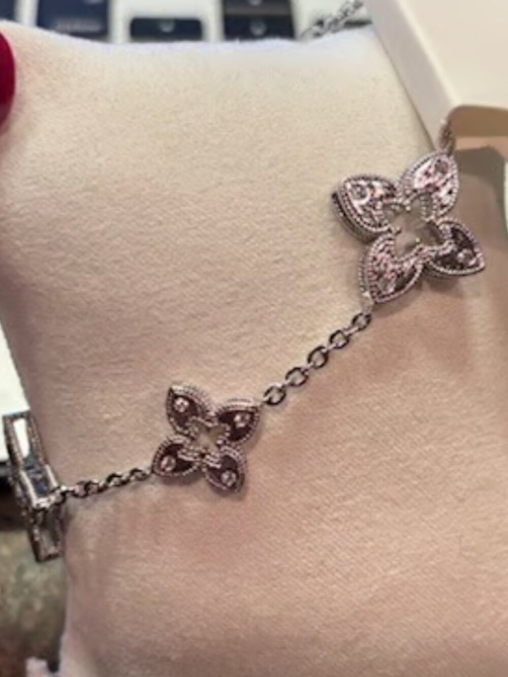 Rhodium CZ Clover Flower bracelet